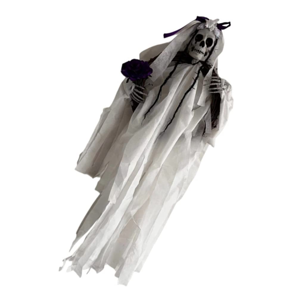 HANABASS Halloween Skull Ghost Wreath Decorative Props for Front Door Wall Window and Fireplace for Spooky Parties and Realistic Design for Festive Atmosphere