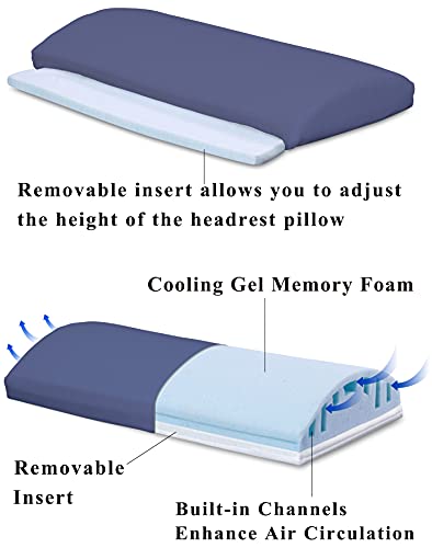 Intevision Foam Bed Wedge Pillow (25" X 24" X 12") + Headrest Pillow In One Package - 2" Memory Foam Top - 100% Egyptian Cotton Cover - Helps Relief From Acid Reflux, Post Surgery, Snoring #TOP5