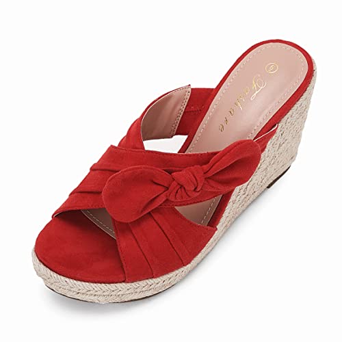Image of Womens Espadrilles Wedge Sandals Slides Platform Slip on Bow Knot Open Toe Summer Mules Shoes