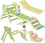 LOVIVO Kletterdreieck Indoor Set 9-in-1 inklusive Klettergerüst Indoor, Kletterbogen & Kissen | Klappbares Holz Klettergerät, Montessori Kletterset für Kleinkinder 1-3 Jahre, Krippe & Zuhause