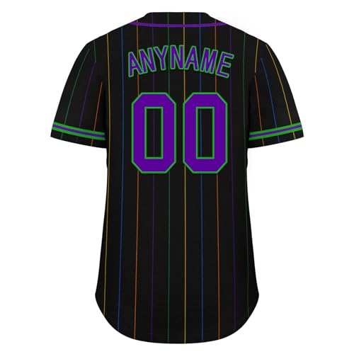 Camiseta personalizada de béisbol Mardi Gras, estilo pinstripe con cierre de botones, para softball, equipo y práctica miniatura 5
