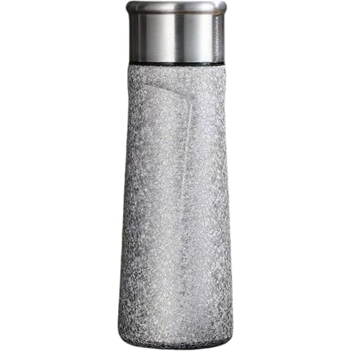 otoye 押し込み式カップ蓋で持ち運び便利。チタンライナー採用で錆びなく安全,お茶と水分離可能。氷花塗装表面がおしゃれ,滑り止めゴム底で安定。保温保冷兼用,旅行・キャンプに最適の実用的マグボトルです。 (A)