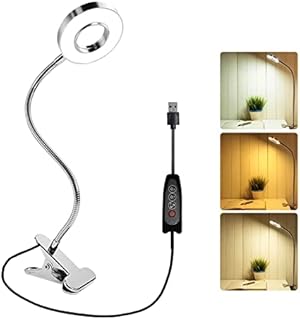USB Clip On Headboard Lamp for Reading, 48 LEDs, 3 Colour Changing & 10 Brightness, Clamp Bedside Lamp for Bed Kids, LED Tattoo Lamp, Flexible Desk Lamp for Eyelash Extensions (Silver)