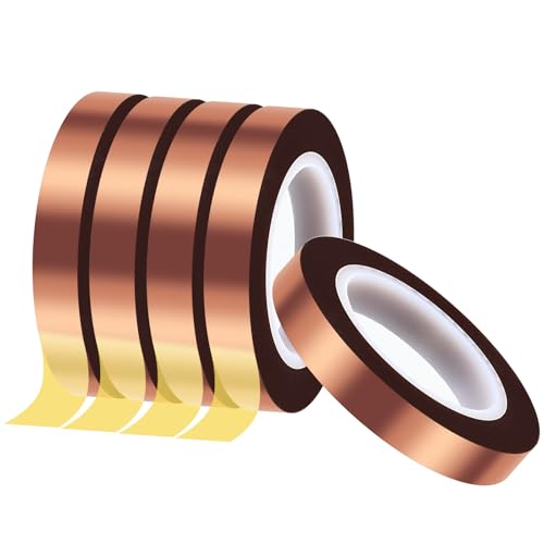 Image of 5 Rolls 10mm x33m (108ft) Sublimation Tape Up to 250℃(480 F) Heat Resistant High Temperature Adhesive for Thermal Transfer Heat Sensitive Soldering Circuit Boards,No Residue (Brown)