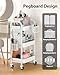 ALVOROG 3 Tier Rolling Cart with DIY Pegboards Metal Utility Cart with Wheels Handles Baskets Hooks, Storage Cart for Office Kitchen Bathroom(White)
