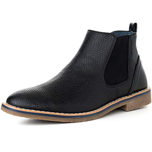 Alpine Swiss Mens Nash Chelsea Boots Snakeskin Ankle Boot Genuine Leather Lined BLK 11 M US