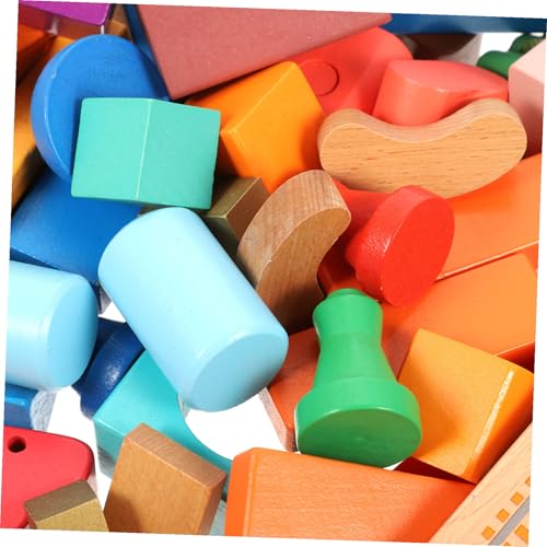 Blocs géométriques en bois KOMBIUDA jouet de construction éducatif 100 pièces