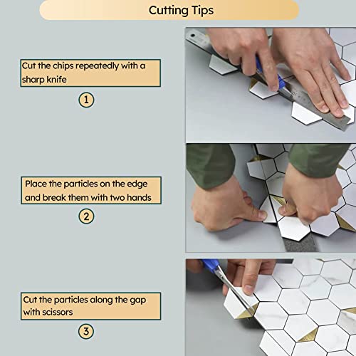 Diflart Peel And Stick Backsplash Pvc Tile Faux Marble With Gold Metal Self Adhesive For Kitchen Bathroom Pack Of 1 Sheets #TOP5