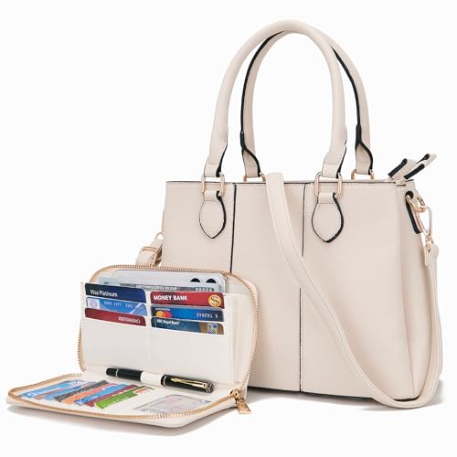 Image of Qiyuer Purses and Wallet Set for Women Satchel Handbag Tote Bag | 3 Zippered Compartments,Pebble PU leather,Multi-slot design,Everyday commuting