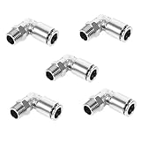 Amosfun 5Pcs Elbow Pneumatic Connectors Tube Fittings for Air Systems High Grade Quick Disconnect Suitable for Home Industrial Use