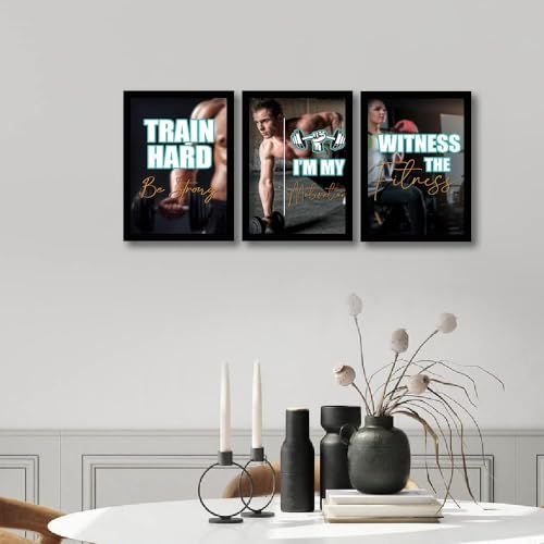 Image of kotart Quotes Frames - Motivational /Inspirational Gym Quotes Framed Wall Posters with Frame - Wall Posters for Room - Gym Wall Posters Set of 3 (Art 4, 19x25 inch)