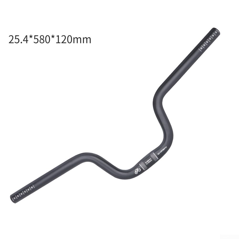 Balanced Control Lenker für Falträder, 25,4 x 580 mm, Aluminiumlegierung mit erhöhtem Vorbau, 120/160 mm, für Brompton (25,4 x 580 x 120 mm, schwarz)