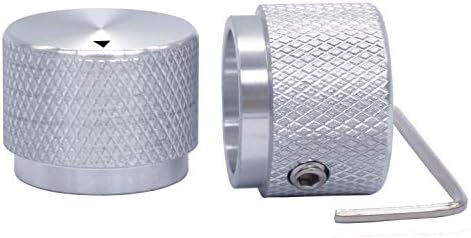 Taiss/ 2pcs Silver Color Aluminum Rotary Electronic Control Potentiometer Knob for 6 mm Diameter Shaft, Volume Control Knobs, Audio knob, Guitar Knobs，Switch Knob, 20mm Dia. x 15.5mm Height
