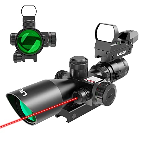 KinZon Tactical 3.5-10X40 Illuminated Red Green Rifle Scope Laser