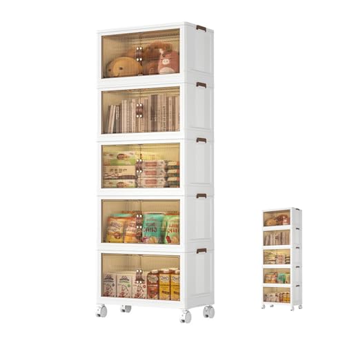 収納ボックス 耐荷重 前開き 大型 プラスチック 衣装ケース 蓋付きおしゃれ 縦長 折り畳み 車 コンテナ 透明 キャスター付き 蓋付き扉付き コンテナボックス 蓋付き 小物 衣類 大容量 収納ボックス引き出し積み重ね 防水 クローゼット (白,56cm