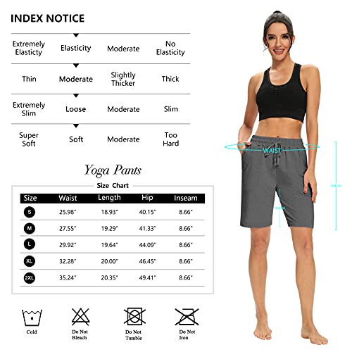 Dibaolong Womens Yoga Shorts Loose Comfy Drawstring Lounge Bermuda Shorts With 3 Pockets Dark Gray Xl #TOP5