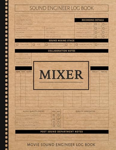 Sound Engineer Movie Log Book: Balance the Mix. Ideal for