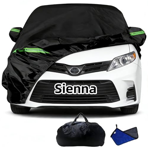 Image of 2026 Upgraded Car Cover for Toyota Sienna Minivan LE XLE XSE Limited Platinum 1997-2026, Waterproof Full Exterior Car Covers Windproof Snow Proof Rain Sun Hail Protection Door Zipper & Inner Cotton