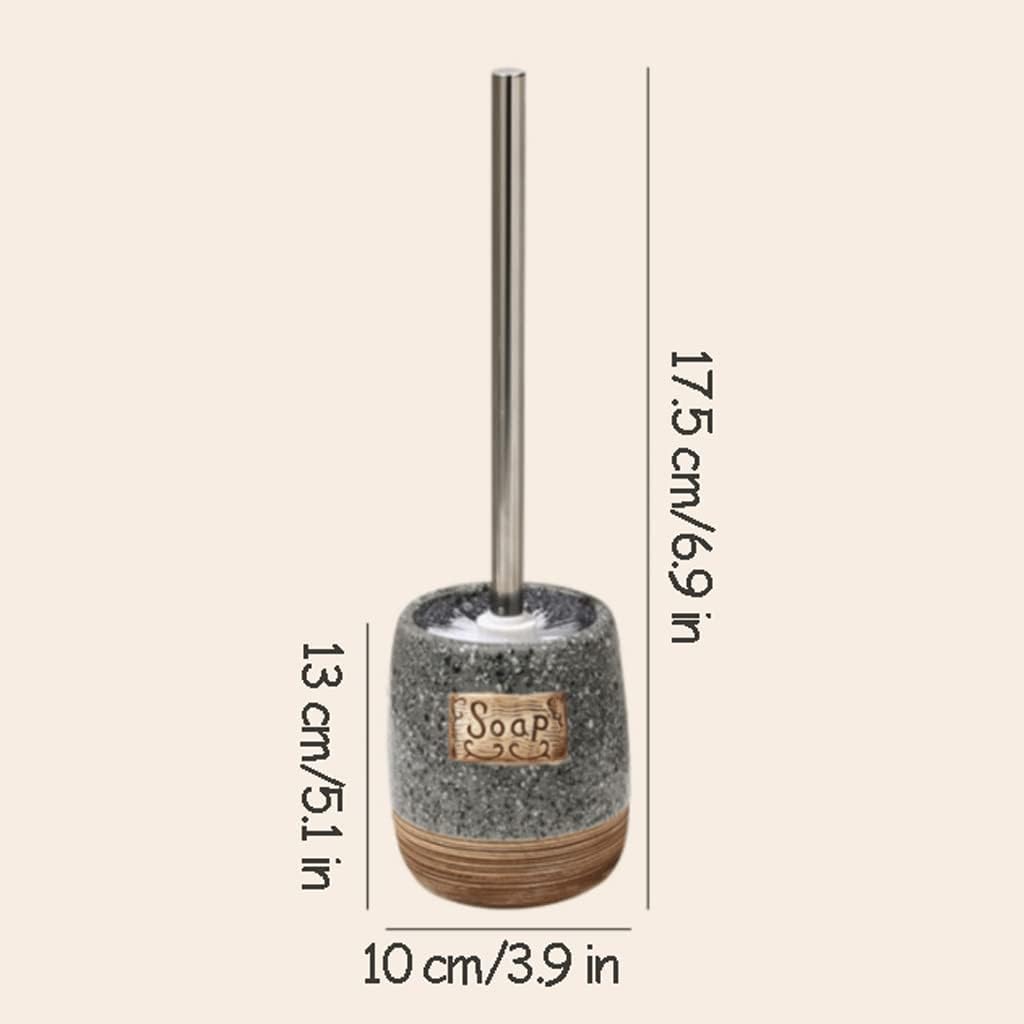 POCHY Cepillo para Inodoro de Limpieza del hogar, Cepillo para Inodoro de cerámica con Mango de Acero Inoxidable, Cepillo y Soporte para Limpiador de Inodoro