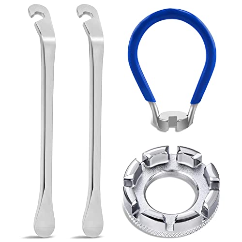 Fahrrad Speichenschlüssel aus Stahl, Größe 10-15 Universal Speichenspanner für Fahrrad Rad Zentrierer Nippelspanner Spannschlüssel mit Bike Reifenheber Speichenschlüssel Fahrrad Werkzeuge