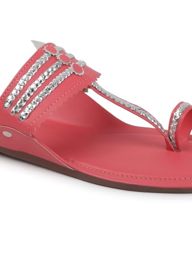 Image of SilverArrow Women's Desi Bloom Fashion Sandals|Kholapuri Style Flat with Open Back |Casual Wear