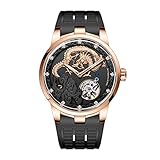 ＨＡＯＦＡ 腕時計メンズ カル―セル時計 機械式 手巻き 3D文字盤 黄金竜 ダイヤモンド 防水 ゴムベルト 高級 紳士 男性プレゼント