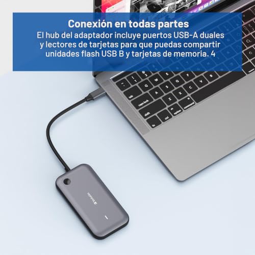 Hub inalámbrico Verbatim USB-C 1080P transmisor de vídeo inalámbrico Share My Screen 4