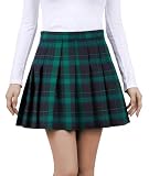 Afurdel Green Plaid Pleated Skirts for Womens Mini Skirt with Shorts Women's Cheerleader Uniform Casual Skort Date Outing Skorts Preppy Retro Size M