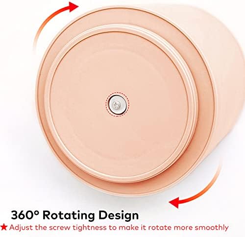 AhfuLife Creative Rotating Pencil Holder, Makeup Brush Holder with 3 Capacity Brush Pot, Decorative Stationery Storage Boxes for Home and Office (Orange Pink)