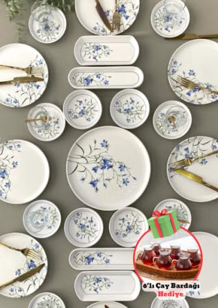 Çiğdem Blue Model 12 Kişilik 21 Parça Kahvaltı Takımı Kahvaltı Seti