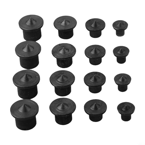 Eawfgtuw Set di 16 tasselli per l'allineamento del trapano in acciaio e legno, 6 mm, 8 mm, 10 mm, 12 mm, perni di marcatura a tenone, localizzatore di giunti per mobili, colore nero