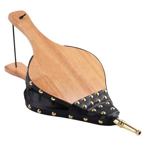 Huitrcrio Soffietto per, soffietto, soffietto, per e barbecue, soffietto in pelle e, ventilatore manuale per la casa, il, barbecue, all'aperto, campeggio, stufa a legna