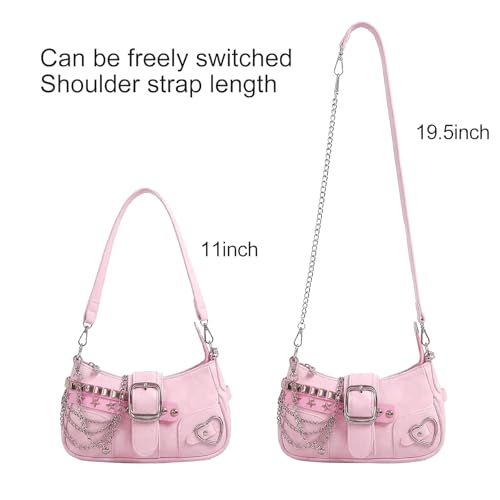 Image of Cute Y2k Purse for Women, Star Embroidery Pattern with Chain Strap Shoulder Bag, Goth Style Cute Mini Purse
