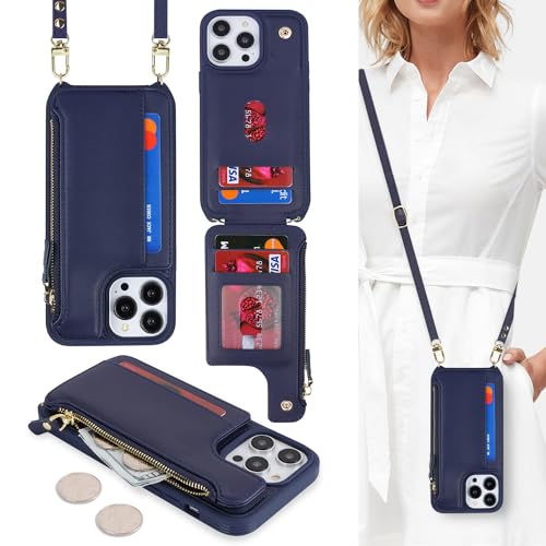 Poche zippée en cuir iPhone 13 Pro Max pour ranger vos cartes en sécurité