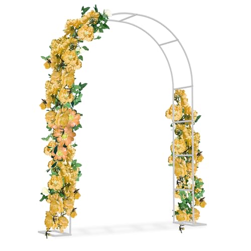 FIVMEN Arche de roses en métal - 240 x 192 x 38 cm - Support pour plantes grimpantes et roses - Résistant aux intempéries - Blanc
