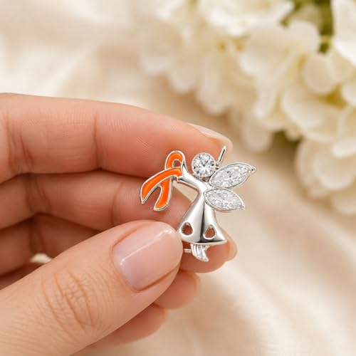 Image of 1 /2 /5 /10 /25 /50pcs Orange Ribbon Awareness Pins for Kidney Cancer, Leukemia, Multiple Sclerosis, Hunger, Gun Violence /Mass Shooting Awareness - Perfect for Support Groups, Gift-Giving, and Fundraisers