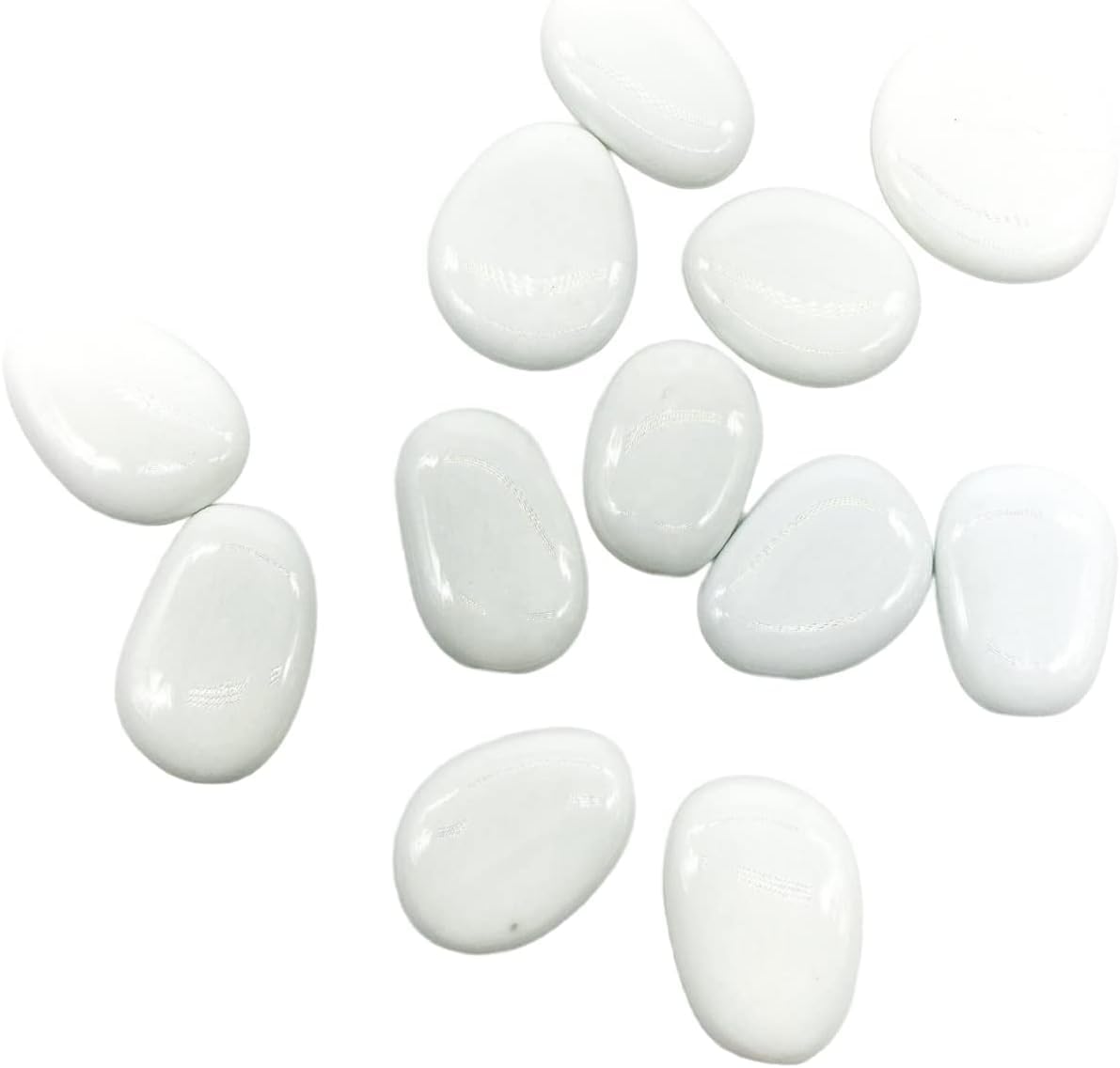 STONED® White Flat Glass Painting Pebbles Story Stones Mosaic Beads Art Craft Home Garden (25)