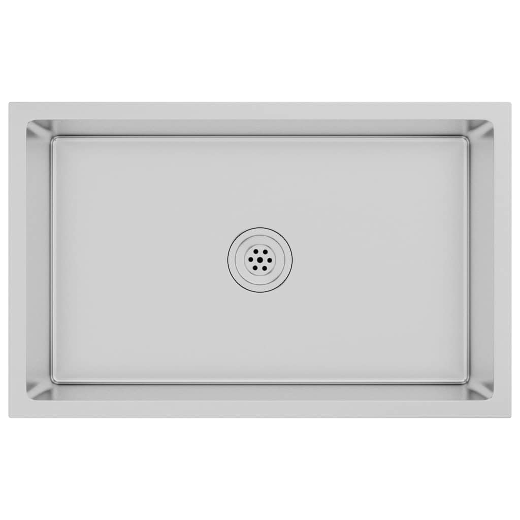 vidaXL Handmade Kitchen Sink Dining Room Plumbing Fixture Utility Waste Sink Under-Mount Kitchen Basin Stainless Steel
