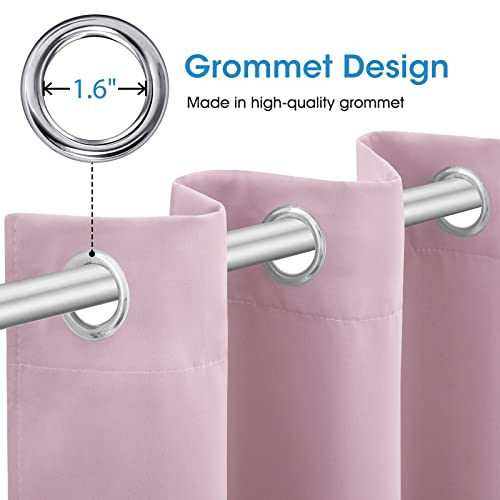 HOMEIDEAS Lavender Pink Blackout Curtains 2 Panels 52 X 96 Inch Drop Room Darkening Eyelet Curtains for Bedroom Living Room Nursery, Thermal Insulated Light Blocking Window Drapes - Image 4