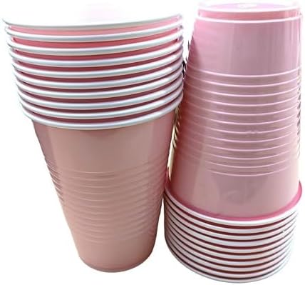 Reusable Party Drinking Cups | Eco-Friendly Pong Cups | Multipurpose Colorful Glasses for Parties & Events (Pink) (Pack Of 10)