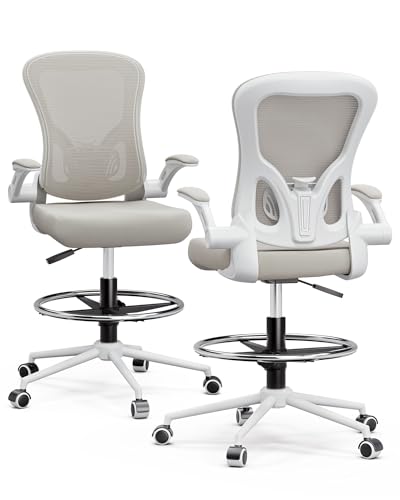 Frylr Office Drafting-Chairs Adjustable Height - Extended Height Office Chairs with Ergonomic Lumbar Support, Tall Desk Chair for Standing Desk, Counter Height Chair, ComfortLux Khaki - Thumbnail 7