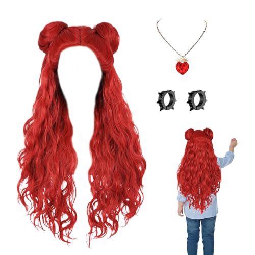 Perruque Halloween Fille rouge pour cosplay et fêtes déguisées avec bracelet