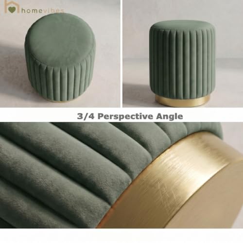 Image of Velum 3 Seater Sofa for Living Room & Office | Premium Fabric Upholstery | Solid Wood Frame | Comfortable Seating | 3 Years Warranty (Frosty Green, Seating Pouffe)