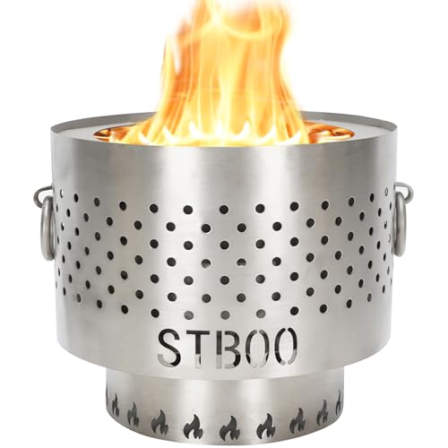 Tabletop Fire Pit with Ash Tray - Low Smoke Pellet Portable Table Top Firepit | Indoor&Outdoor Mini Personal Fireplace with Travel Bag | Small Smores Firepit for Patio, Camping,Porch,7.8inch Stainless