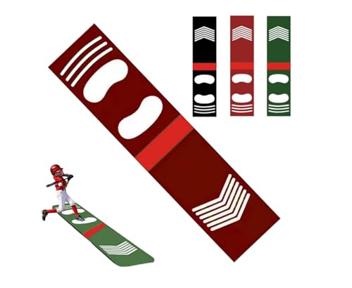 Softball & Baseball Pitching Mat, 54x13 Inch Batting Mat for Training & Hitting, Portable Non Slip Shock Absorbing PU Mat with Footprint Guide, Strike Zone Trainer for Youth & Beginners (Red)