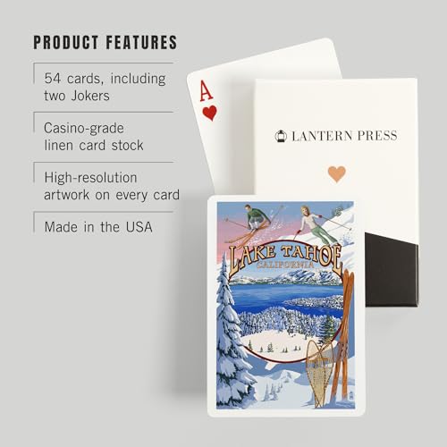 Lantern Press Lake Tahoe, California, 52 naipes póker para adultos miniatura 3