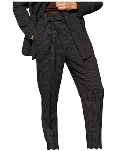 Mens Vintage Tweed Dress Pants Slacks Trousers Pleated Front Suit Pant