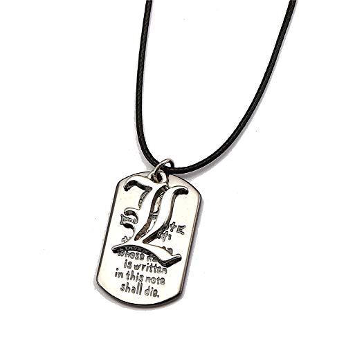 Death Note Collier Pendentif Métal Dog Tag Logo & L Lawliet Light Cover