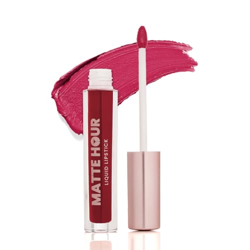 Image of Swiss Beauty Matte Hour Liquid Lipstick | Non-Transfer Formula | Highly Pigmented | Up To 10-Hour Wear | Waterproof & Smudge-Proof | Enriched with Vitamin | Shade-12. Strawberry Daiquiri, 4.2ml