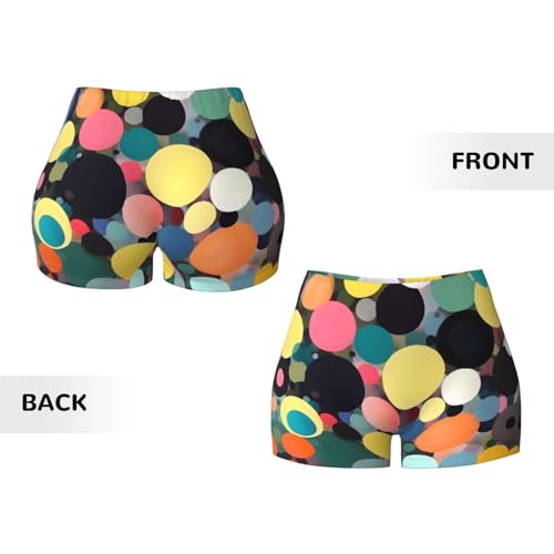 Abstract Painting of Circles Pattern Sports Shorts, high Elastic Slim Fitness Pants, Suitable for Yoga/Leisure/Daily wear3